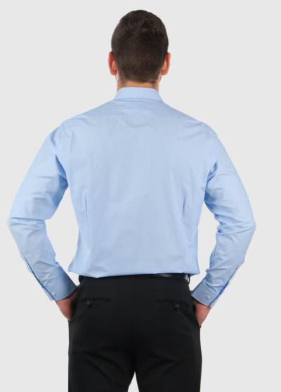 Slim Fit голубая мужская рубашка с длинными рукавами - back