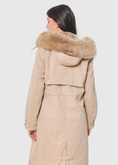 Dorota bēša gara jaka ar aukliņas aizdari  - back