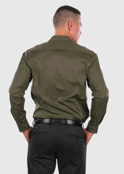 Slim Fit хаки рубашка с длинными рукавами - back