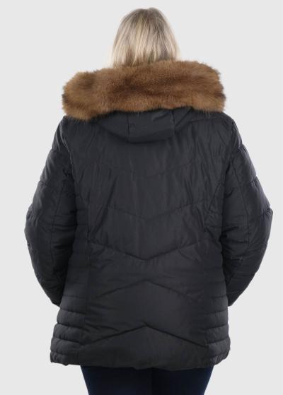 Isana черная женская короткая куртка Большого размера - back