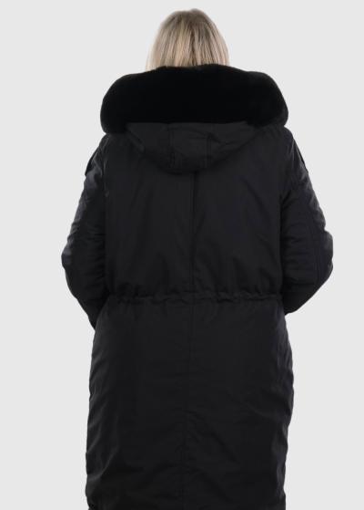 Ilona черная куртка Большого размера с затягивающимся шнурком  - back