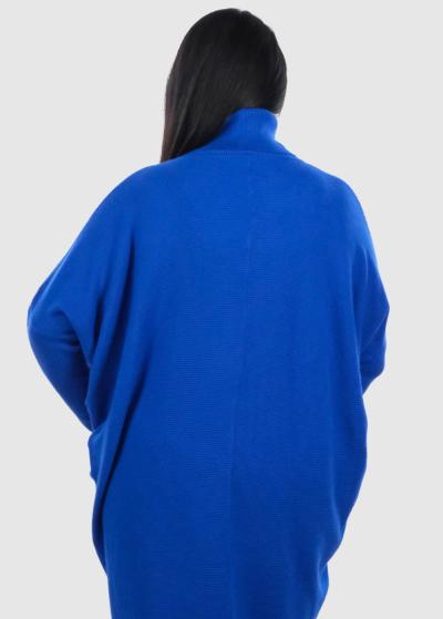 Jurata Lielo izmēru zils džemperis ar augstu apkakli - back