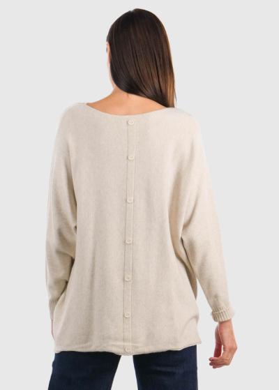 Lenuta gaiši bēšs sieviešu džemperis - back