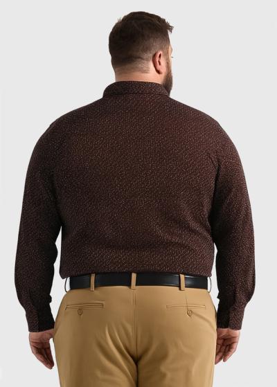 Lielo izmēru tumši brūns klasiskais krekls ar rakstu - back