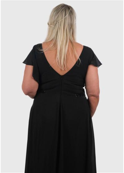 Dominika Plus Size black long evening dress - back