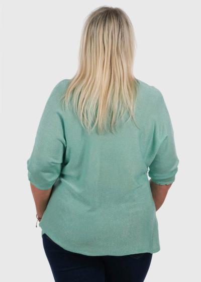 Airida Plus Size light green three quarter sleeve sweater - back