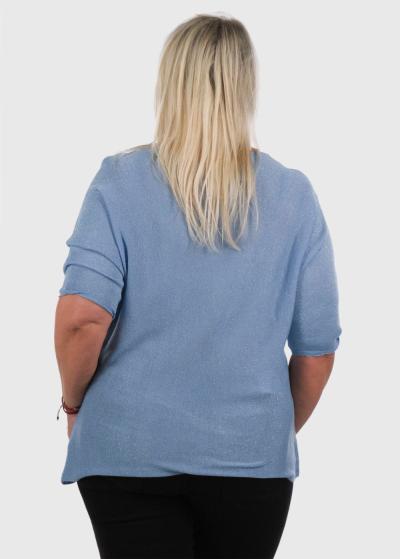 Airida Plus Size light blue three quarter sleeve sweater - back