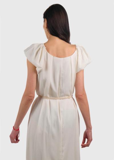 Ann white long dress with a belt - back