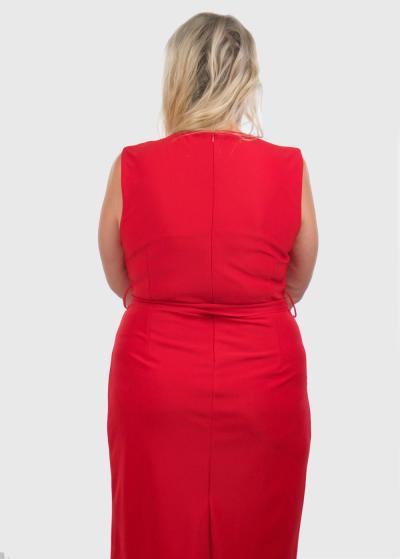 Delphia Plus Size red belted evening dress - back