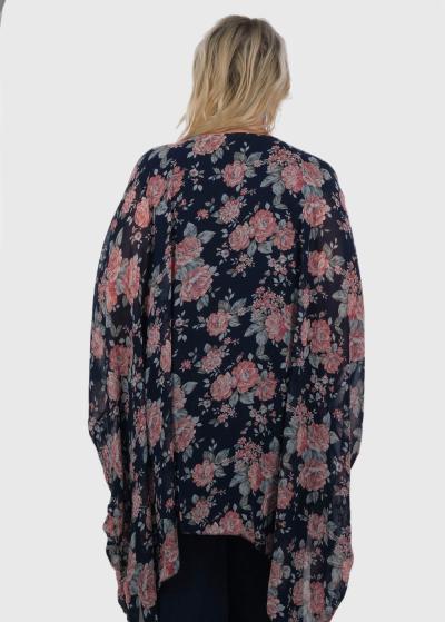Dahlia Plus Size dark blue oversized blouse - back