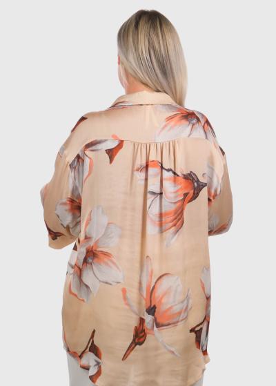 Darielle beige floral printed blouse - back