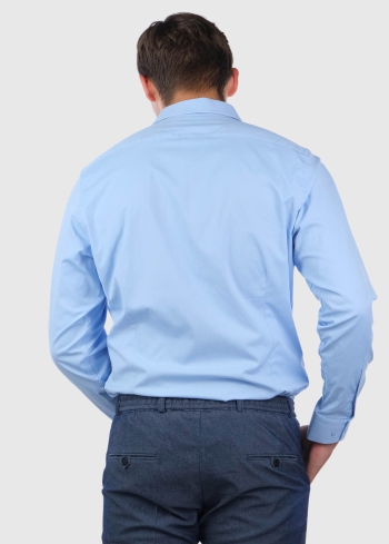 Slim Fit голубая мужская рубашка - back