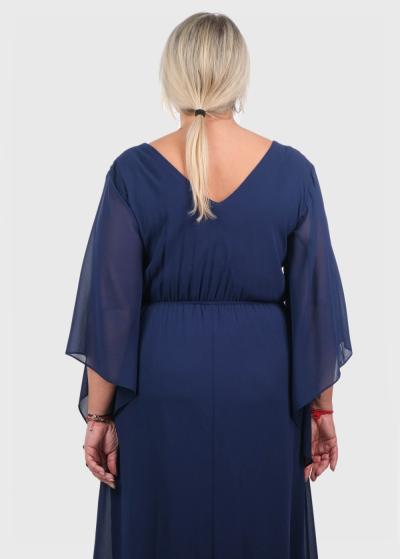 Estella Plus Size dark blue long evening dress - back