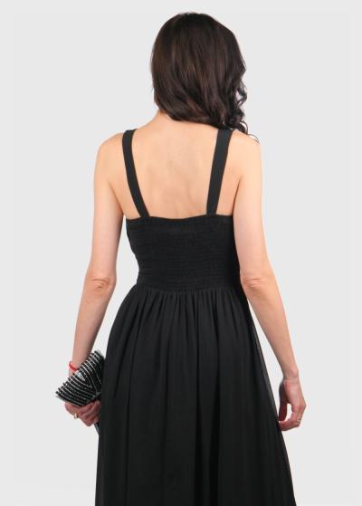 Elisabeth black long evening dress  - back