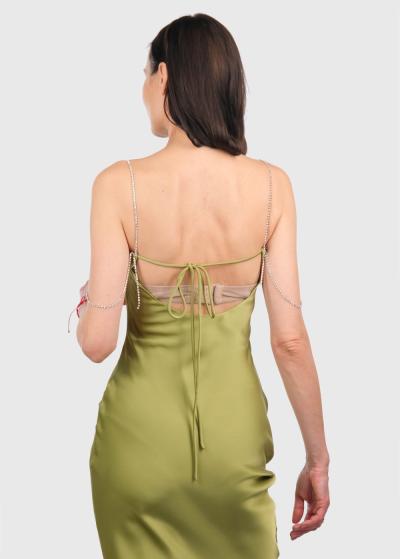 Els green long fitting evening dress - back
