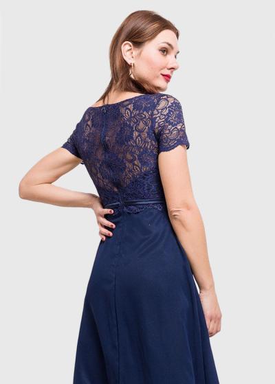 Gulnara Plus Size dark blue short evening dress - back