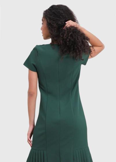 Gunesh green short sleeve evening dress - back