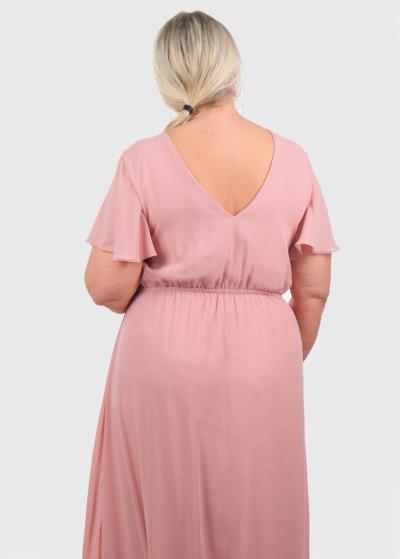 Ishani Plus Size light pink long evening dress - back