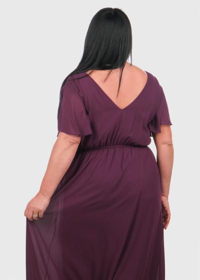 Ishani Plus Size dark purple long evening dress - back