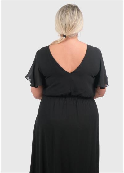 Ishani Plus Size black long evening dress - back