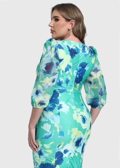 Jantina Plus Size printed evening dress - back