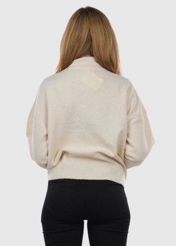 Sabina бежевый свитер с высоким воротом - back