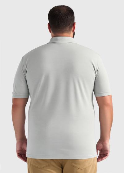 Rocco Lielo izmēru pelēks vīriešu polo krekls ar kabatu - back