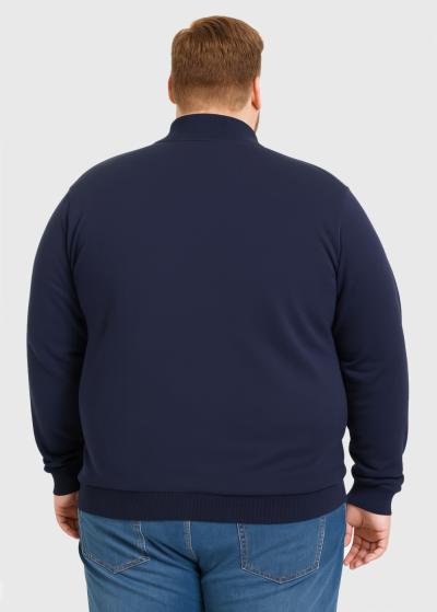 Leonardo Lielo izmēru zils džemperis ar rāvējslēdzēju - back