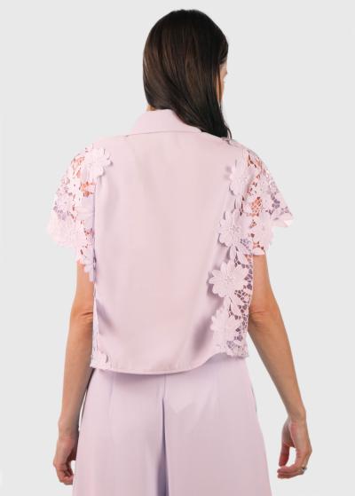 Simran розовая блузка с кружевом - back