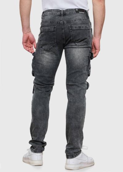 Pelēki džinsi ar kargo tipa kabatām - back