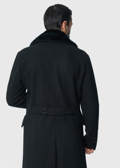 Черное мужское пальто с мехом - back