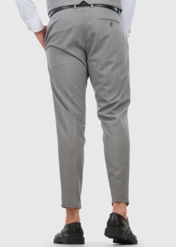 Demetrio Slim Fit серые мужские клетчатые брюки - back