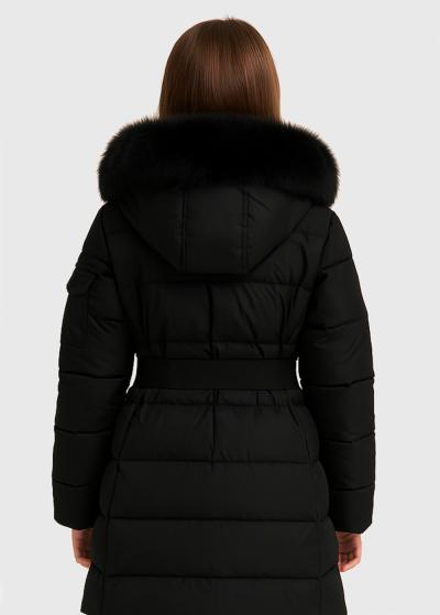 Laia черная куртка с поясом - back
