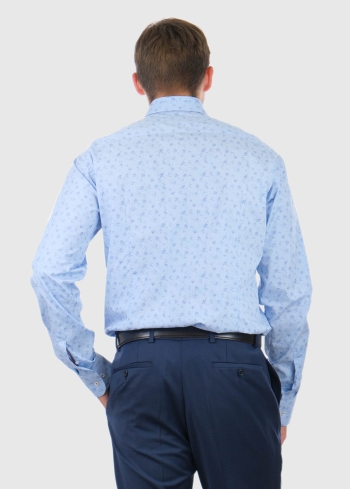 Egidio Slim Fit мужская голубая рубашка с узором - back