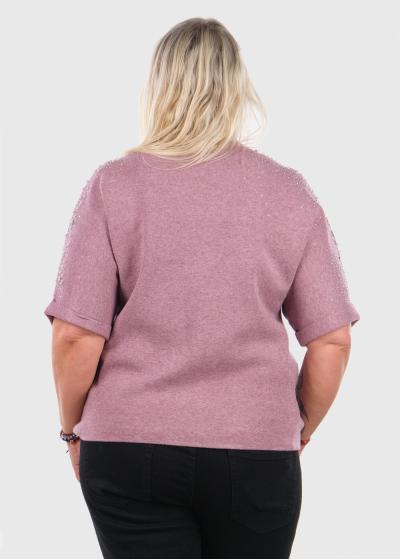 Kaya rozā džemperis ar pērlēm - back