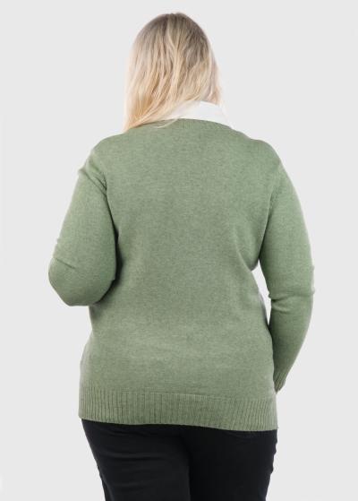 Kia zaļš džemperis ar baltu apkakli - back