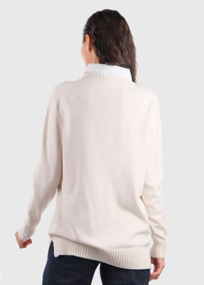 Kia gaiši bēšs džemperis ar baltu apkakli - back