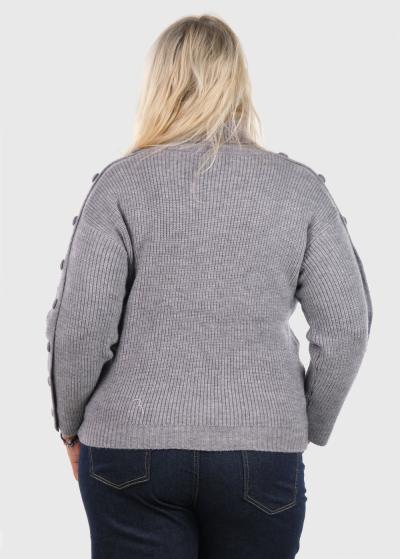 Krislin pelēks džemperis ar augstu apkakli - back