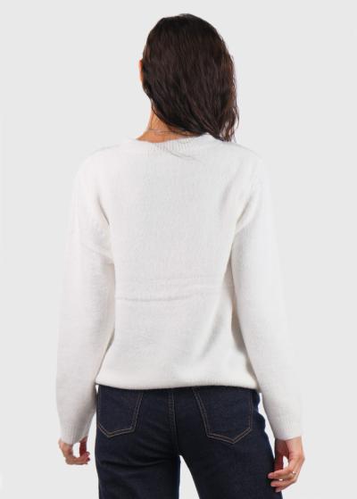 Keito balts džemperis ar aplikāciju - back