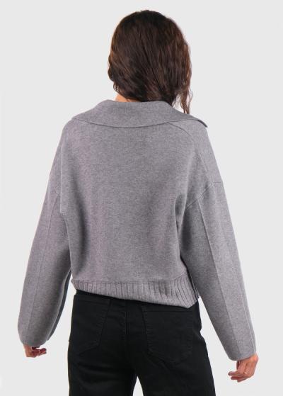 Kristína pelēks kardigans ar pogām - back