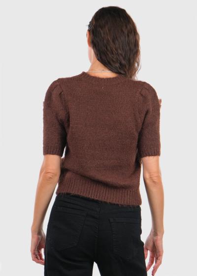 Kat brūns džemperis ar bantēm - back