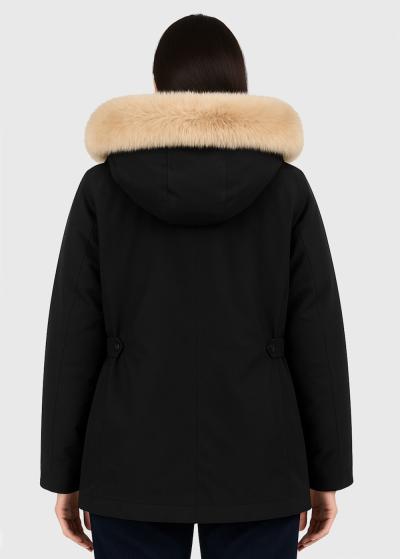 Jarvisa melna jaka ar kažokādu - back