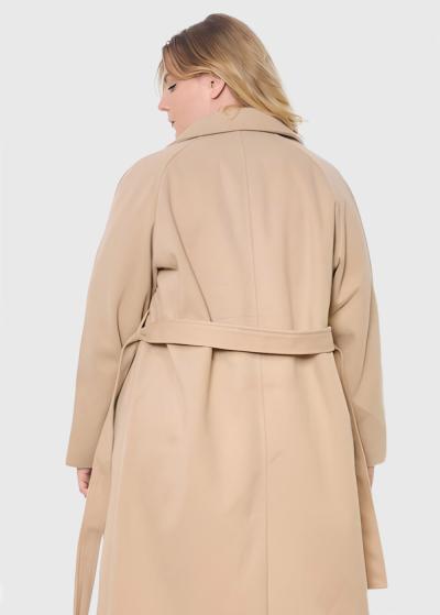 Jessica Lielo izmēru bēšs mētelis ar jostu - back