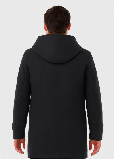 Tumši pelēks vīriešu mētelis ar kapuci - back