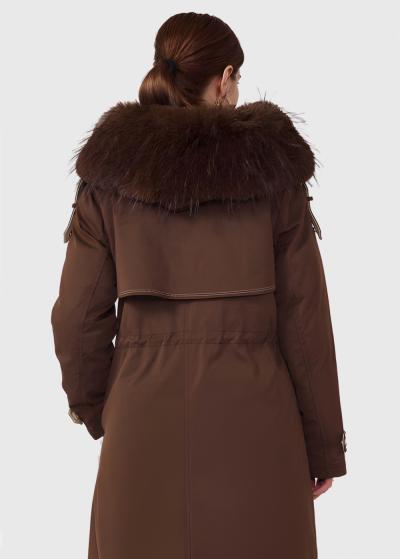Lean brūna pagarināta parka ar kapuci - back