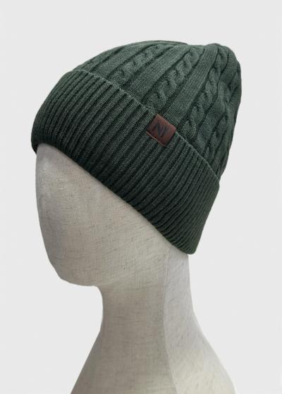 Mike tumši zaļa cepure ar pīnes rakstu  - back