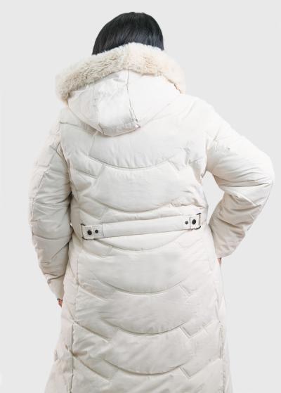 Mariah Lielo izmēru gaiši bēša gara jaka - back