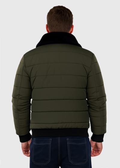 Tumši zaļa īsa jaka ar kapuci - back