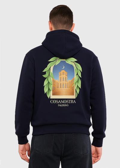 Tumši zils hūdijs ar rakstu - back