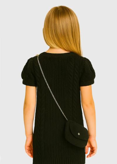 Elvi melna adīta kleita - back